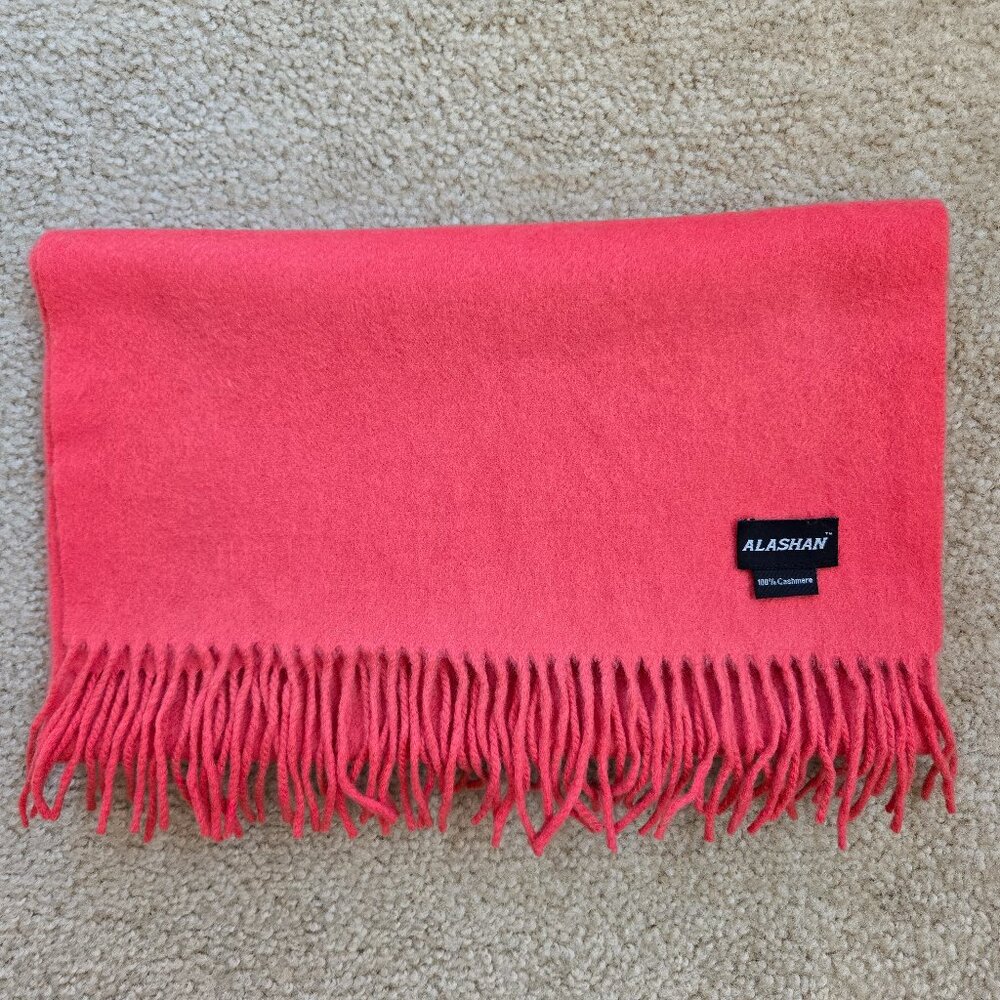 Cashmere Fringed Scarf Pink Alashan Lux